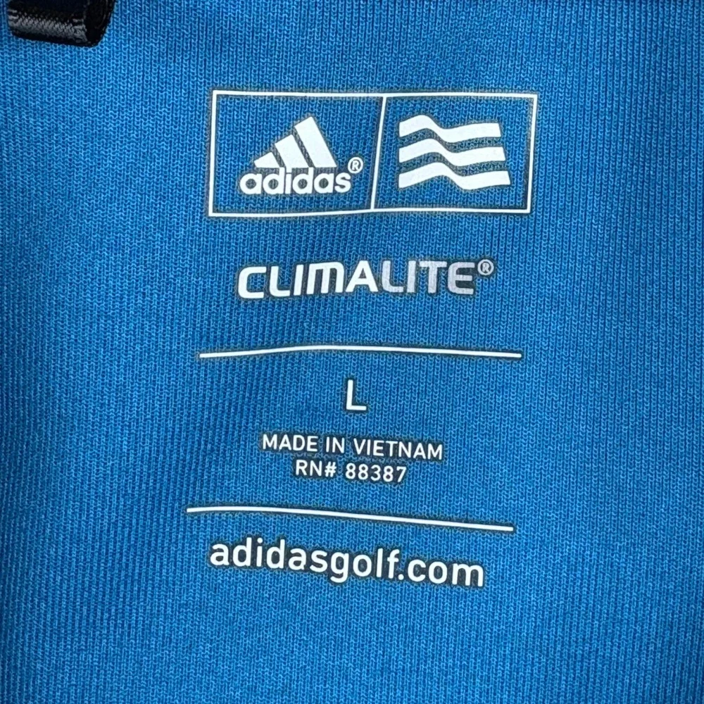 NWOT Adidas Golf Mens Climalite Long Sleeve Polo Shirt Blue Triple Crown CC Lg